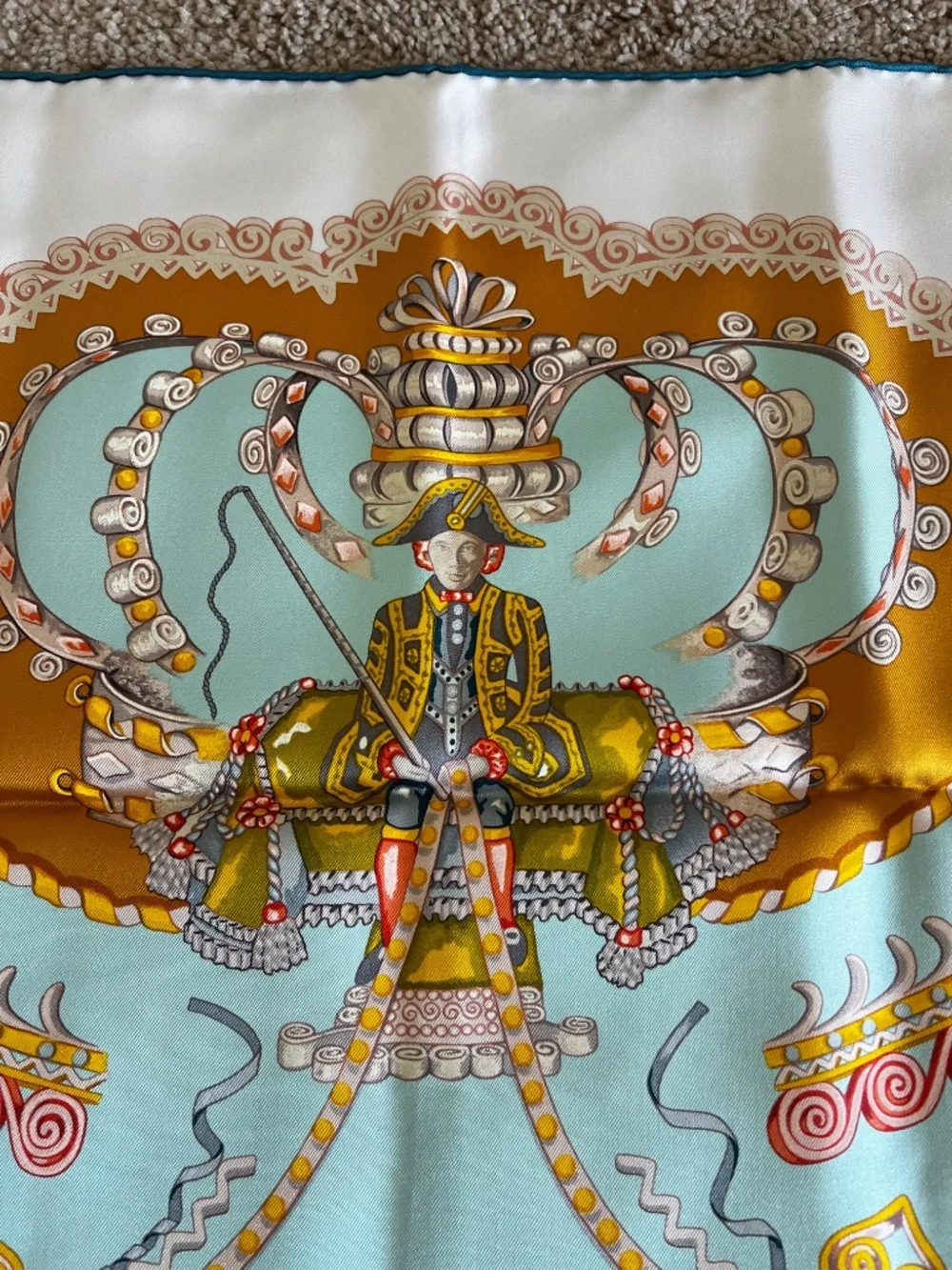 Authenticated Hermès Paris Pegase Silk Scarf, made in France